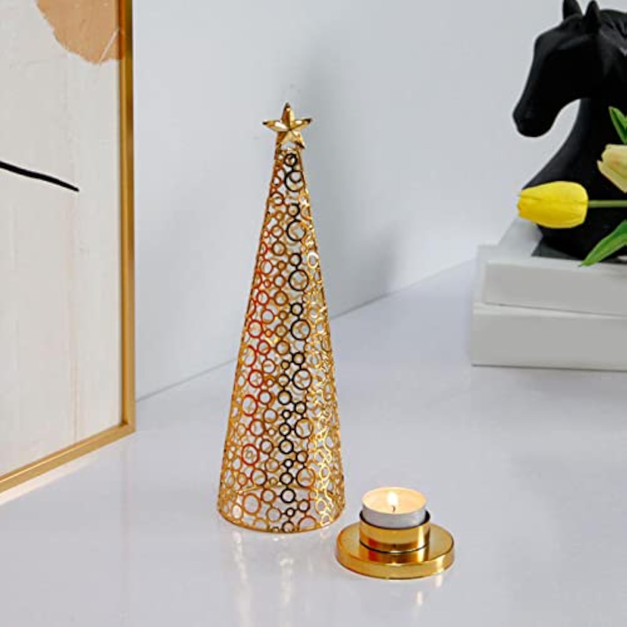 Iron Christmas Tealight Candle Holder for Desktop